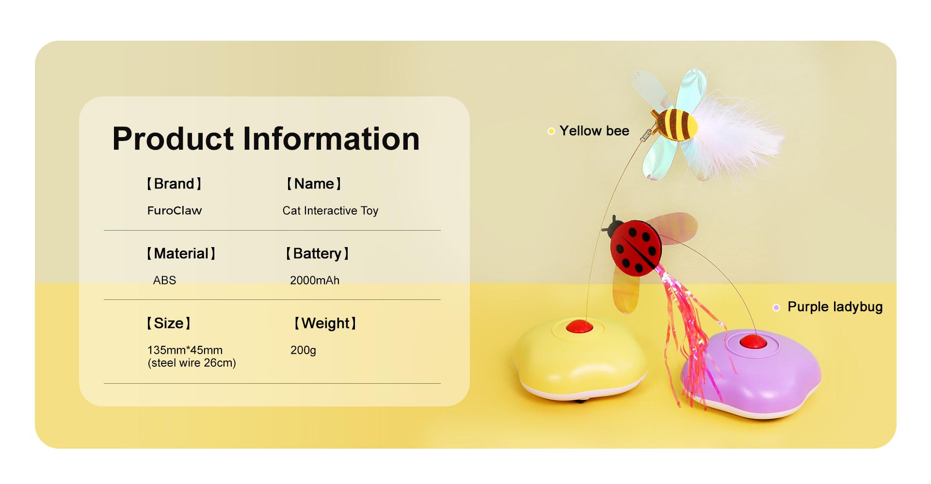 Interactive Cat Toy with Flutter Bug - 3 Play Modes, Motion-Activated, Auto Obstacle Avoidance, Auto Standby, Hunting Mode, Mental Stimulation, Abs, Daily Indoor Exercise, Universal Fit, Enrichment Toy for Indoor Cats, Automatic Obstacle Avoidance