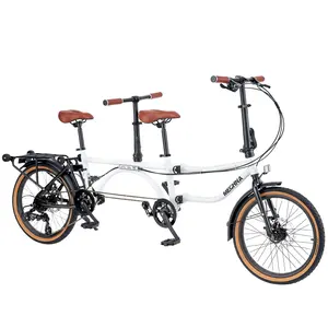 Double the Fun, Half the Space ‍️ 20"  Folding Tandem Bike for 2 Adults – 4-Fold Design, 7 Speeds, Dual Brakes & Rolling Rack for Easy Transport