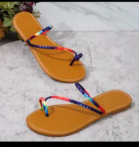 comfortable non slip flat rainbow strap Sandal