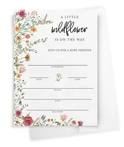 Baby Shower Invitations and Envelopes, Wildflower (Set of 30)