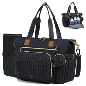 Diaper Bag Tote, Large Diaper Bags Waterproof, Hospital Bag for Labor Delivery, Baby Bag with Pacifier Case, Travel Diaper Tote with Changing Pad