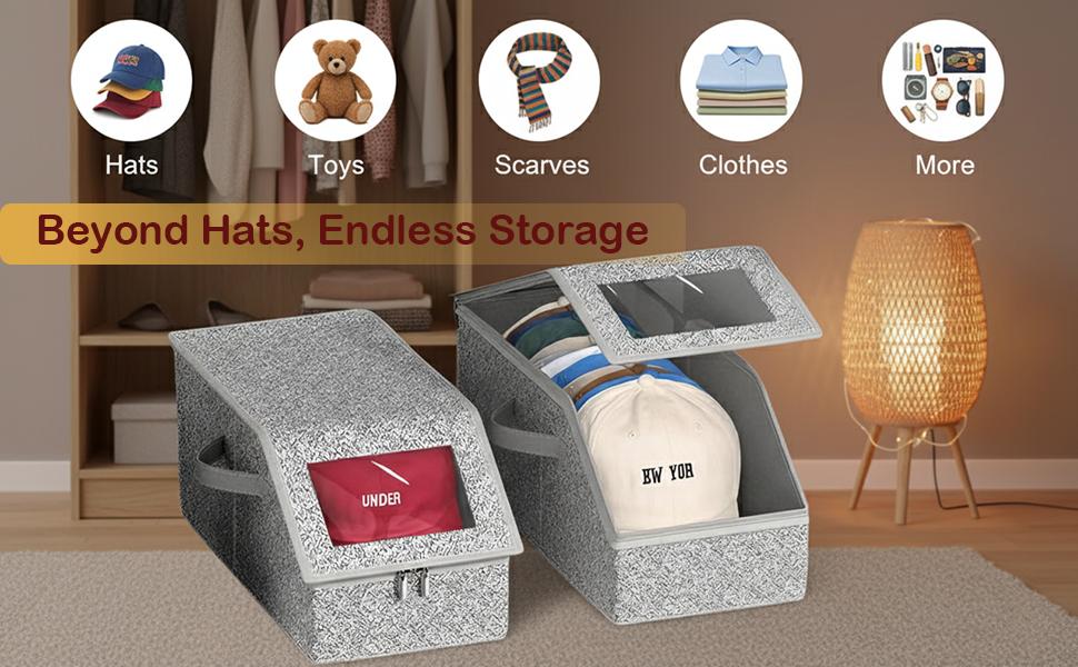 Stackable Hat Storage Boxes – Holds Up to 24 Baseball Caps, Durable Cardboard Organizer with Clear Window, Foldable & Dust-Proof, Space-Saving Closet Organizer for Men & Women – Versatile Storage for Hats, Toys & Accessories Stackable Hat Storage Boxes – Holds Up to 24 Baseball Caps, Durable Cardboard Organizer with Clear Window, Foldable & Dust-Proof, Space-Saving Closet Organizer for Men & Women – Versatile Storage for Hats, Toys & Accessories