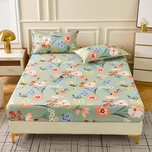 Floral Print Bedspread Set, 1 Count Soft Breathable Fitted Sheet with Pillowcase without Filler, Comfortable Durable Bedding Set for Home