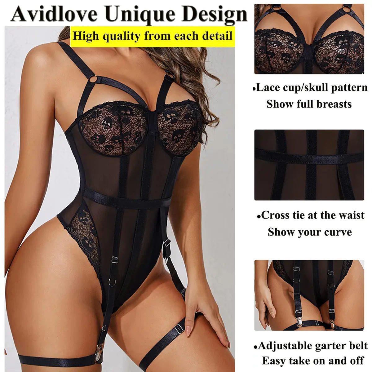 Avidlove Lingerie for Women with Garter Belt One Piece Lingerie Naughty Strappy Lingerie Lace Exotic Bodysuit - TikTok Shop Avidlove Lingerie for Women with Garter Belt One Piece Lingerie Naughty Strappy Lingerie Lace Exotic Bodysuit - TikTok Shop
