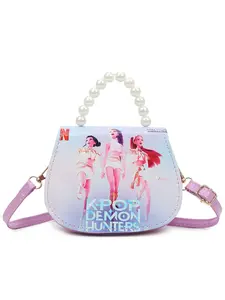 K-Pop Demon Hunters Cartoon Pearl Handbag, Cute Mini Purse, Coin Storage Bag, Fashion Student Gift Wallet, All Seasons PU Material