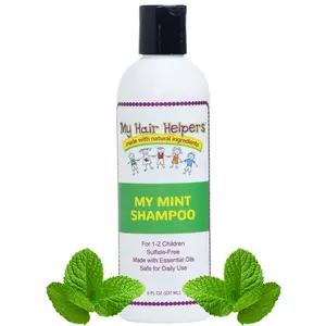 My Hair Helpers My Mint Shampoo - 8oz Sulfate-Free Natural Lice Prevention for Kids - Gentle with Peppermint, Neem & Rosemary Oils - for 1-2 Children