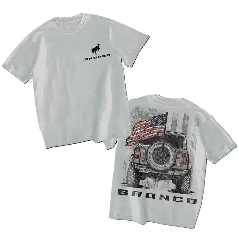 Ford Bronco 1966 Heavy Cotton T-Shirt, Direct-To-Garment Breathable Printing Car Lover Menswear Apparel