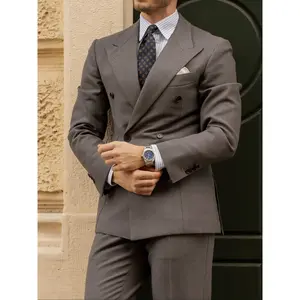 Mens Suits Double Breasted Suit Men Slim Fit 2 Piece Wedding Prom Double Breasted Blazer Groom Suit