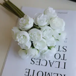 3 Bundles Artificial Flowers Faux Mini Ranunculus Bulk Fake Wedding Filler Flowers for DIY Cream Bouquets Centerpieces Bridal Shower Decorations & Arrangements Decorative(vase Not Included)