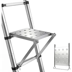 Ladder Platform for Standing, Extension Ladder Work Platform, Foldable Anti-Slip Ladder Platform Accessory for  and Tool, Ladder Step Attachment Project Tray, Alloy Steel Holds 400lbs