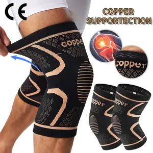 2 Pack Copper Compression Knee Sleeves, High-Elasticity Anti-Slip Breathable Knit Support for Sports, Running, Fitness and Basketball, Injury Prevention Gift side stabilizer recovery support