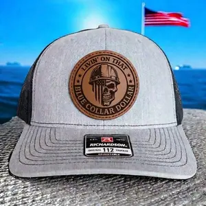 Blue Collar Trucker Hat Livin On That Blue Collar Dollar Richardson 112 Leather Patch Snapback Cap Construction Worker Gift Hat