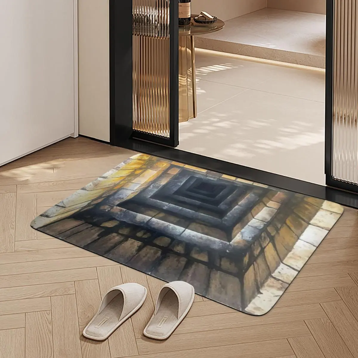 3D Hole Rug Optical Illusion Area Rug Carpet Design Realistic Optical Style Vortex Concept Unique Floor Mat for Living Room Bedroom Entrance Indoor Home Decoration Decorative Rug