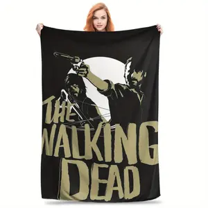 The Walking Dead themed printed flannel blanket - comfortable for all seasons, soft and lightweight, suitable for sofa, bedroom, office