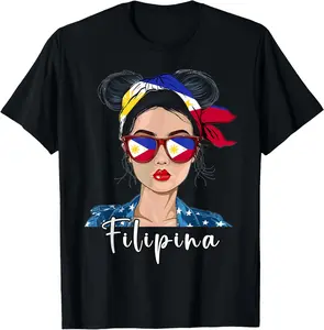 100% Cotton Filipina Flag Souvenirs Woman Uniform Girl Hat Philippines T-Shirt