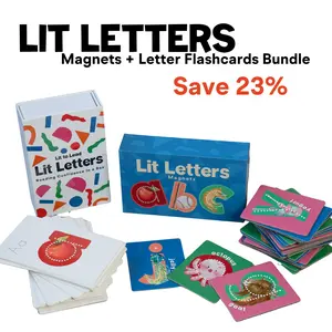 Lit Letters Magnets + Letter Flashcards Bundle - Save 23% - Preschool letter sound learning tool Lit Letters Magnets + Letter Flashcards Bundle - Save 23% - Preschool letter sound learning tool