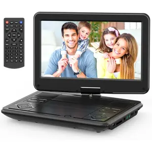 12.5" Portable DVD Player with 10.5" Swivel Screen, 5-Hours Rechargeable , DVD Player,Support CD/DVD/SD Card/USB,Regions Free,Dual Speakers, Black