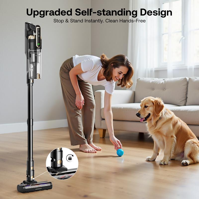 【Homeika 2026 New Arrivals】Trucozie T550 Cordless Vacuum Cleaners for Home, 8-in-1/50Min/150W Powerful Suction, Self-Standing Cordless Stick Vacuum Cleaner, Lightweight Anti-Tangle Rechargeable Vacuum for Floor/Carpet/Pet Hair/Car
