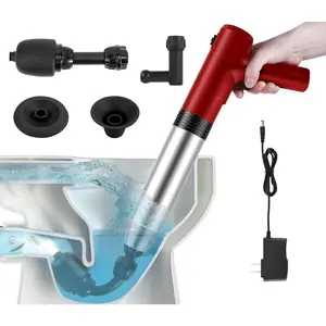 Electric Toilet Plunger High Pressure Air Drain Blaster Gun with Visual Barometer, Air Power Plunger for Bathroom, Kitchen Bathtub Toilet Floor Drain Clogged Pipe