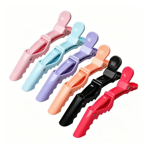 Women's 1PCS Colorful Plastic-Metal Fun Claw Clip - One-Size Clip Design, Creaseless Strong-Hold Wide-Teeth, Non-Slip Ergonomic Finger Rest for Large Hair Sections, Blow-Drying Hair Styling Accessory