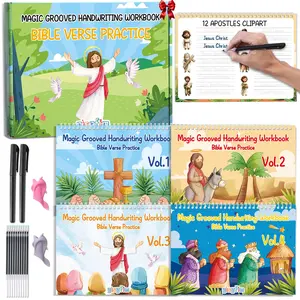 GISGFIM Bible Magic Grooved Writing Practice Books for Kids Reusable Grooved Handwriting Workbooks for Kids Ages 3-8 Tracing Bible Magic Copybooks for Christian Activity Sunday School Gifts Prizes