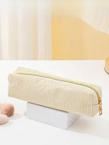 New Corduroy Pencil Case, Simple Makeup Bag, Large Capacity Portable Washbag, Stationery Box, Travel Storage Bag