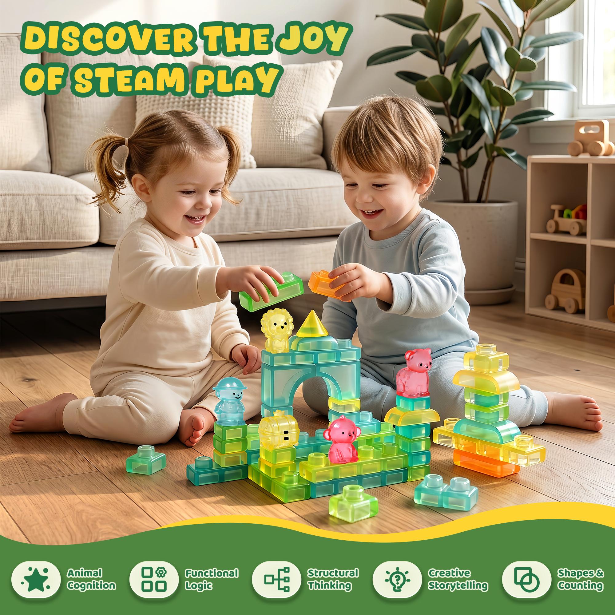 Creative sensory construction with soft jelly blocks