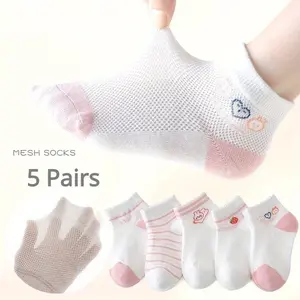 ! A Pack of 5 Pairs of Cute Pink Mid-Calf Socks Girls, Perfect with a Lightweight And Breathable Mesh Design
