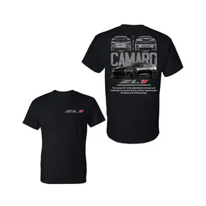 Camaro ZL1 T Shirt 2 Sides Graphic Tee, Black Muscle Car Design with Front and Rear Blueprint Views, Soft Cotton Blend T Shirt, Automotive Streetwear for Men & Women, Gift for Car Enthusiasts