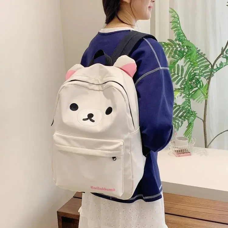 Hot Cute Bear Rilakkumas Backpack Large Capacity Anime Cartoon Backpack Stylish Student School Bag Nylon Shoulder Bags Schoolbag