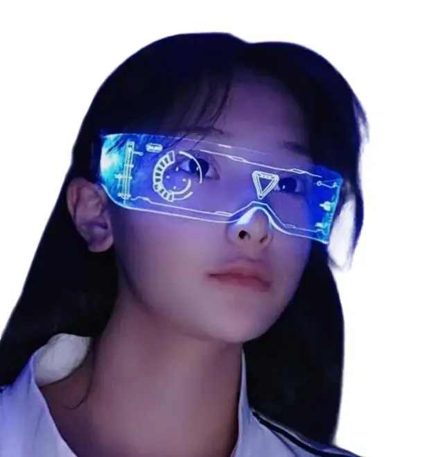 Will light glasses future science and technology sense led network red Tiktok with flash fluorescent bundy photo prop sunglasses Gift Pack Cyberpunk Mask Party