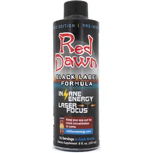Red Dawn Black Label Formula Pre-Workout - Insane Energy & Laser Focus - 8 fl oz Bottle - 16 Servings - Limited Edition
