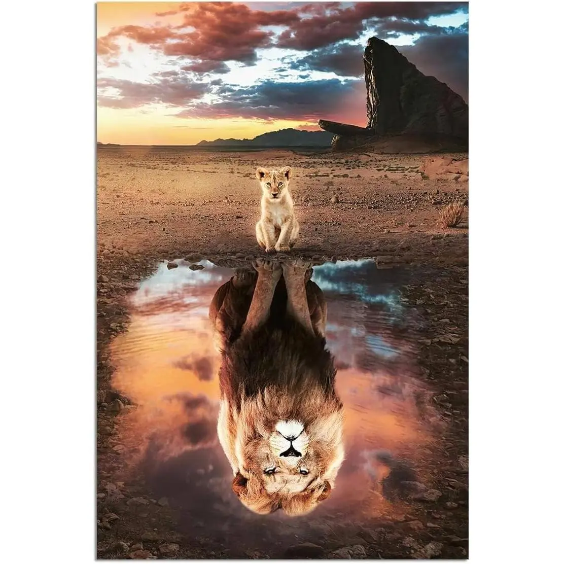 Unframed Vintage Lion Canvas Poster - 12x18 in Inspirational Print, Home Decor Wall Decor, for Living Room, Office, Home Supplies