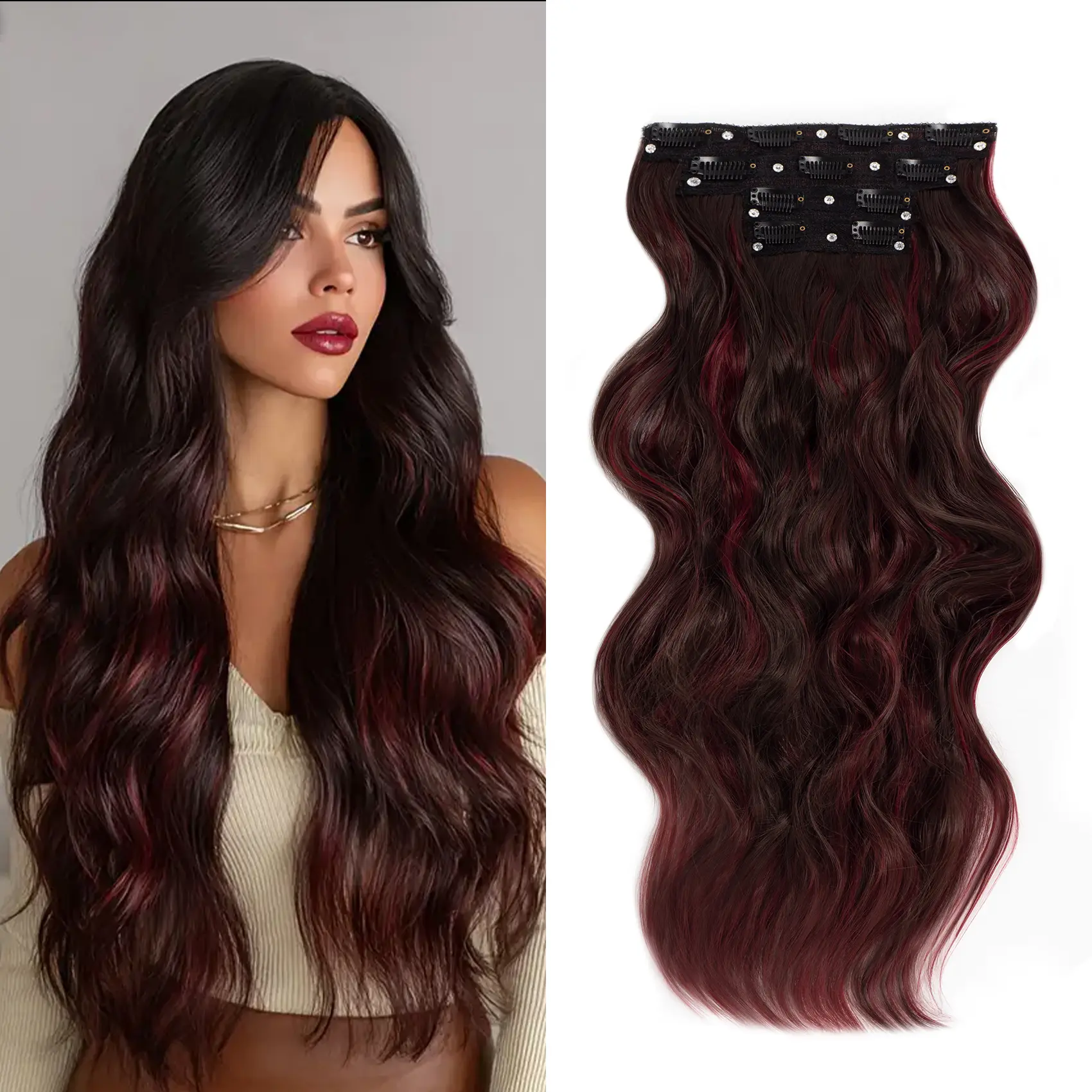 Dark brown Mixed Burgundy