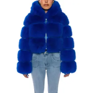 Blueberry Faux Fur Outfit Womenswear Coats Cropped Jackets Royal Blue Statement Style Tops Underwear