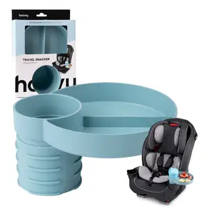 Hoovy Plastic Cup Holder Tray for Car Seat, Booster Seat, Stroller - Carseat Cup Holder Snack Tray - Car Seat Tray for Kids Travel - Toddler Car Seat Accessories - Sharkskin 1 Pack