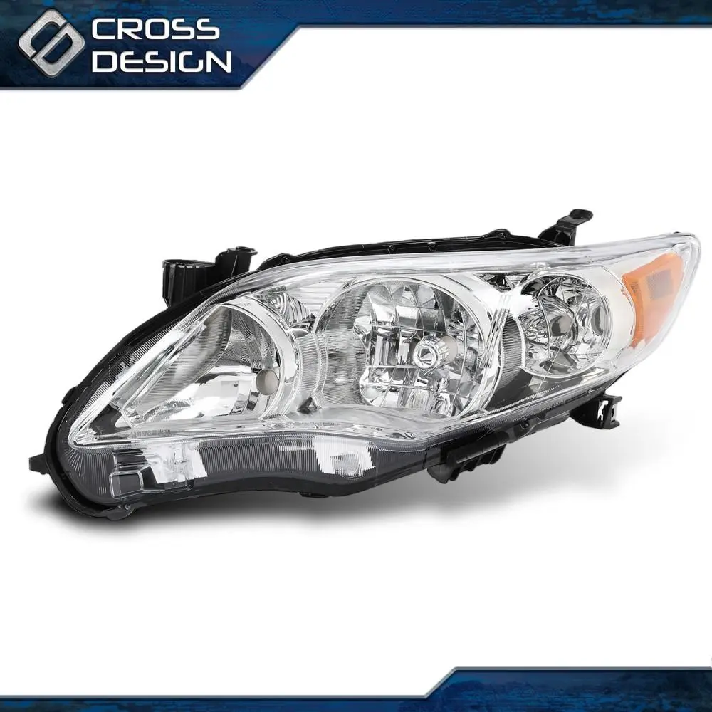 CROSSDESIGN Headlight Fit For 2011-2013 Toyota Corolla Headlamps Replacement Left Driver