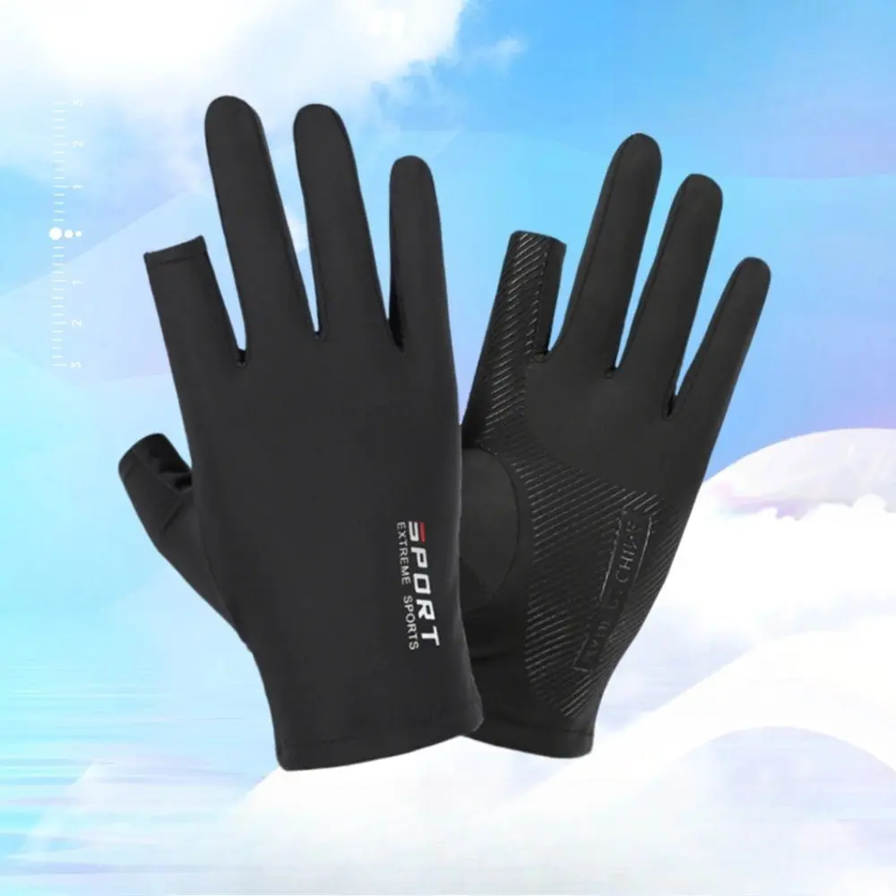 Ice Silk Sun Protection Gloves for Men Women, Thin Non-Slip Touchscreen Gloves, 2-Finger Cutout for Cycling Fishing Driving Delivery tiktokshopspringglowup,summervibes outdoorfun, Anti-Skid Sports Gloves