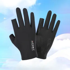 Ice Silk Sun Protection Gloves for Men Women, Thin Non-Slip Touchscreen Gloves, 2-Finger Cutout for Cycling Fishing Driving Delivery
