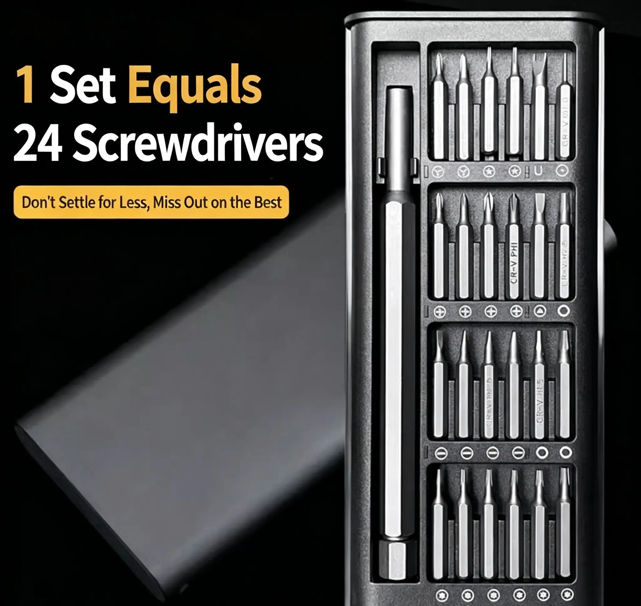 24-In-1 Multi-Functional Precision Screwdriver Set, Screwdriver Bits, Stainless Steel, Complete Tool Bit Removal, Compact Carrying Case, Professional Toolkit