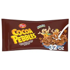Cocoa PEBBLES Cereal, Gluten Free Rice Cereal, Family Size 32 oz Bag