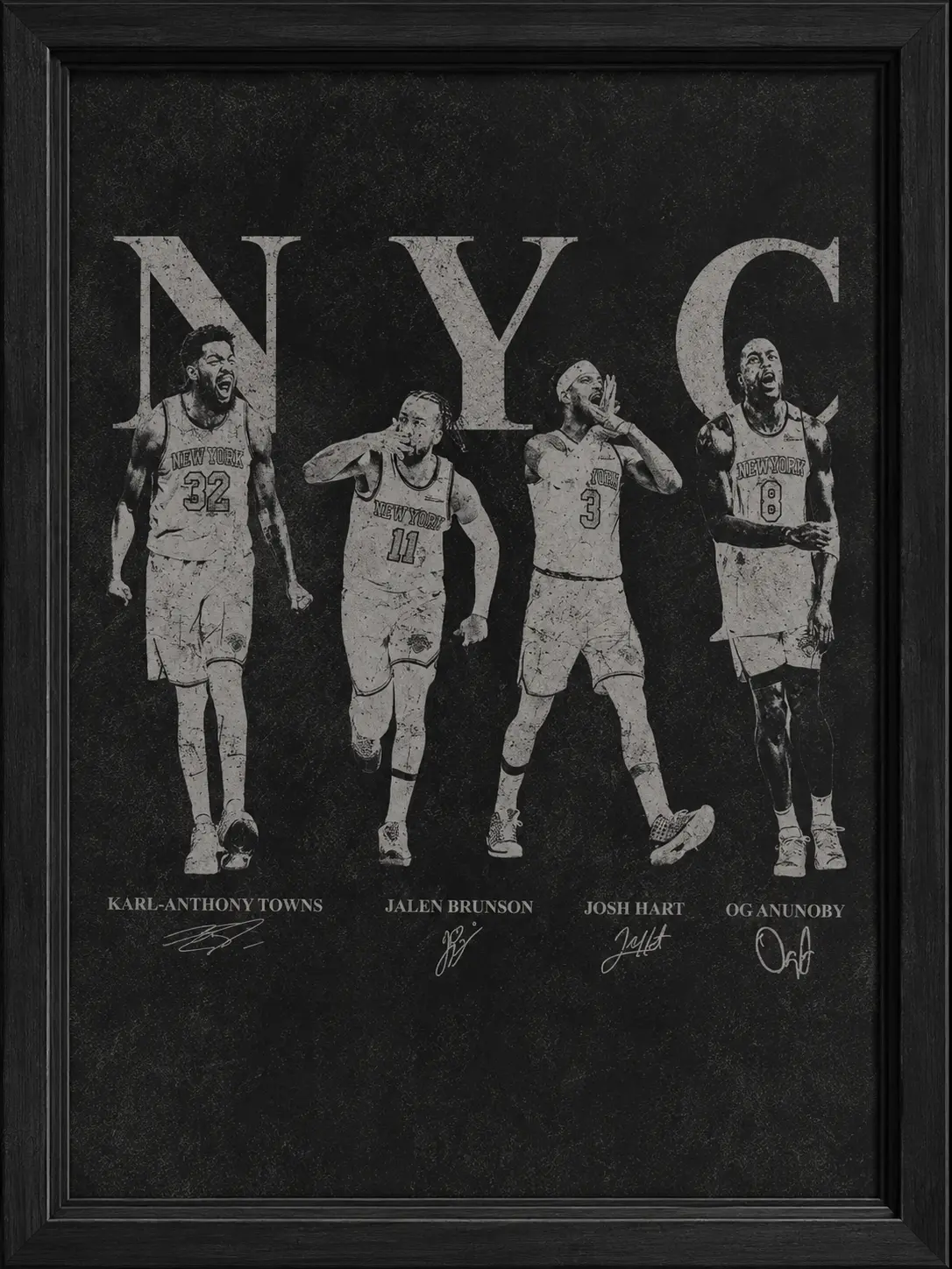 Jalen Brunson Karl Anunoby Josh Hart NYC Basketball Retro  Poster