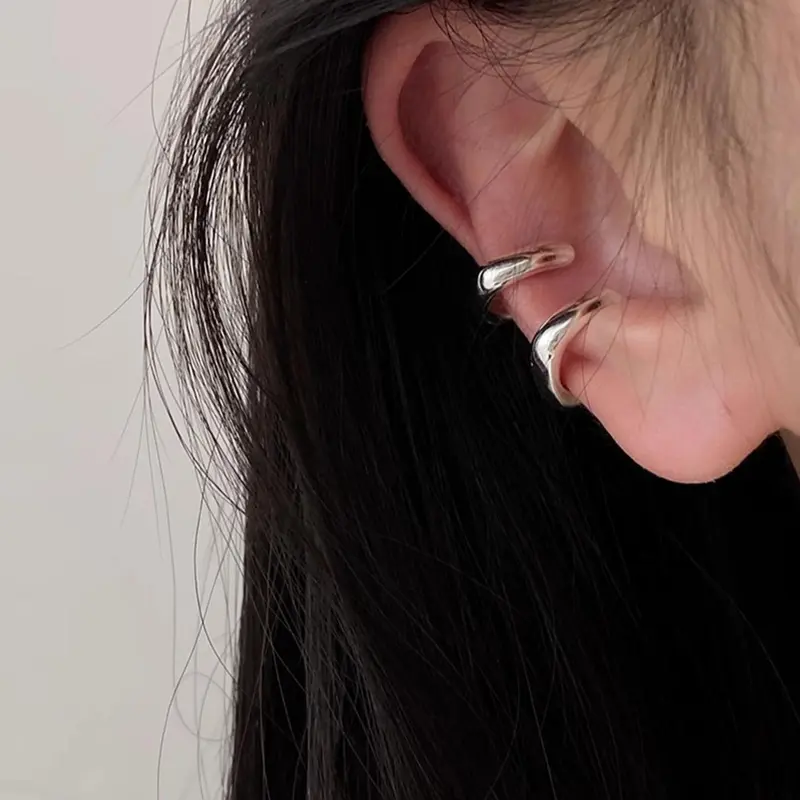 1 Pair Simple Plain U-shaped Lightweight Ear Cuff Earrings, Casual and Versatile Non-pierced Ear Jewelry Accessories for Women, Classic Fashion Accessories for Daily Wear, Non Piercing Jewelry, Earcuff
