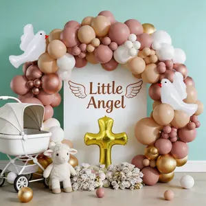110 Piece Cross Balloon Arch Set, Dove Shape Balloon Arch, Vintage Skin Tone Balloons, Wedding Party Birthday Celebration