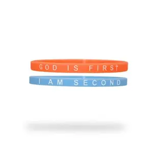 THE DUAL MESSAGE MINIS- GOD IS FIRST 19cm Wide Rubber Wristband for Athletes, Students, and Growth Seekers