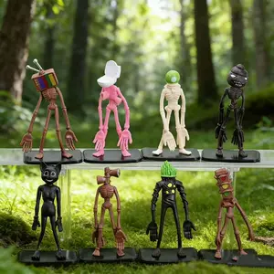 Police Siren Head Figure Set, 8-Piece PVC Toy Model, Cat/lamp Post/road Signal/mouthpiece Whimsical Characters Figurines, Car Dashboard Decoration