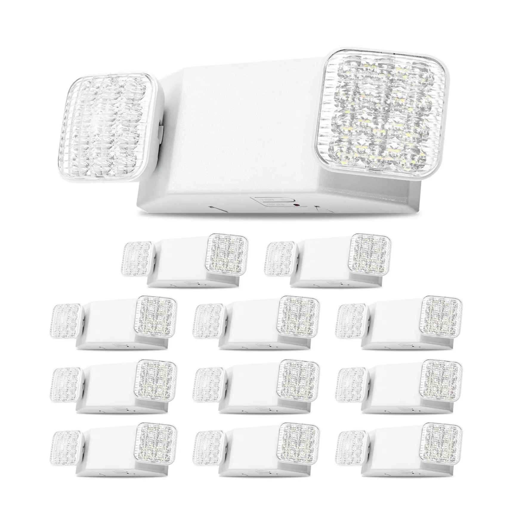 Emergency Lights 12 Pack, Commercial LED Exit Lights with Battery Backup, 90-Minute Runtime, AC 120/277V, Adjustable Heads, for Business & Home Safety Default