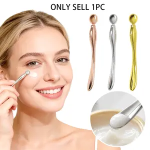 1pc Mini Metal Eye Cream Massage Wand, Dual-Head Eye Cream Applicator, Massage Stick for Eye Serum, Skincare Cream Scoop Spatula, Skincare Spatula Applicator for Face Creams, Portable Eye Roller for Daily Beauty Routine