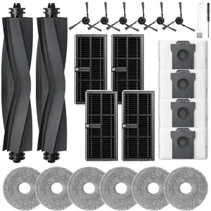 Accessories for Dreame L40 Ultra / X40 Ultra / X40 Master, and for MOVA P10 / P50 Pro Ultra Robot Vacuum, 2*Rubber Main Brushes, 4*Dust Bags, 6*Mop Pads, 4*Filters, 6*Side Brushes
