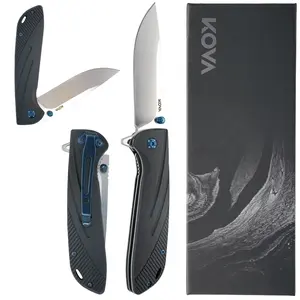 Stratus Folding Knife for Surviving, Hunting, Camping Gift for Him – Drop-Point 3.25" Blade, G10 Handle, Titanium Clip by Kova